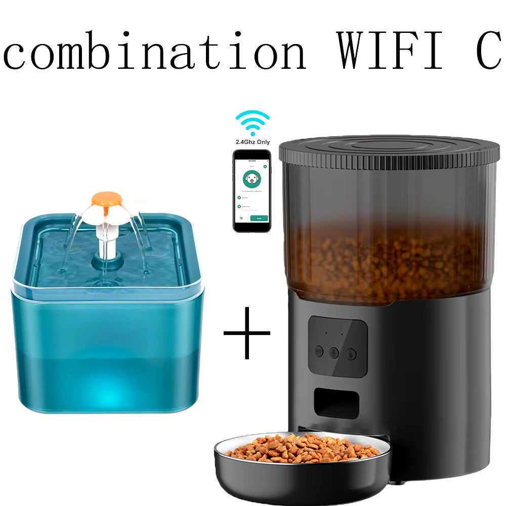 Smart 4L Pet Feeder & Water Dispenser - Automatic Dog & Cat Food and Drink Station with WiFi Connectivity