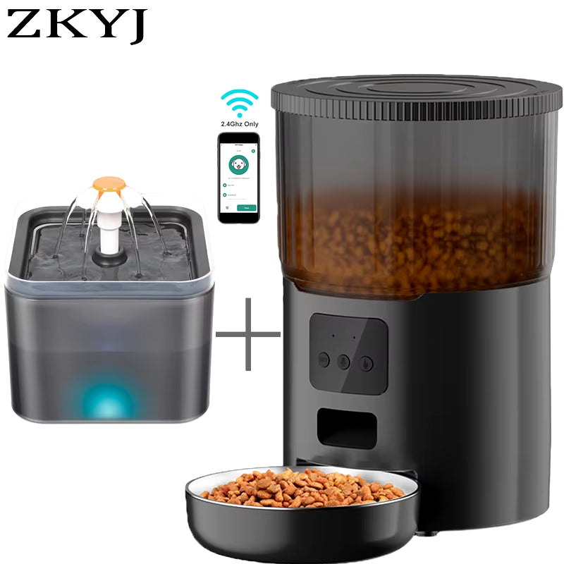 Smart 4L Pet Feeder & Water Dispenser - Automatic Dog & Cat Food and Drink Station with WiFi Connectivity
