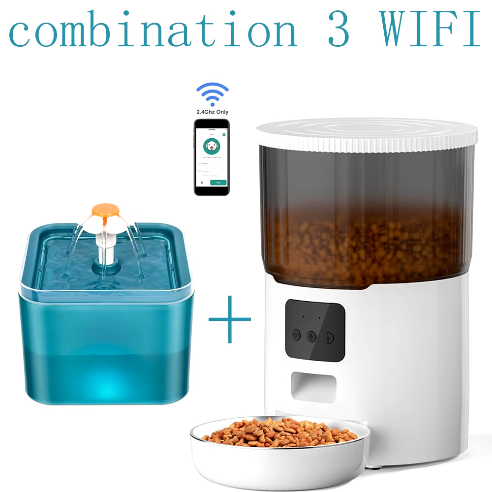 Smart 4L Pet Feeder & Water Dispenser - Automatic Dog & Cat Food and Drink Station with WiFi Connectivity