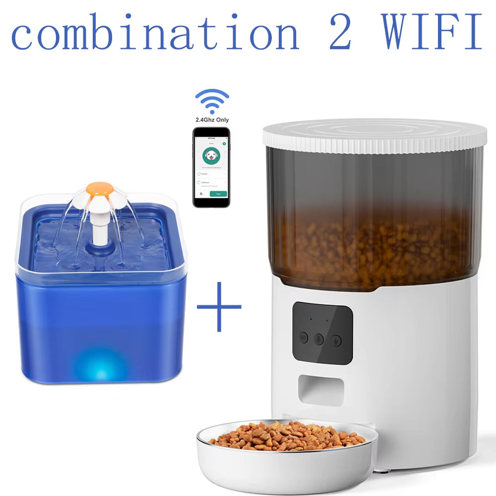 Smart 4L Pet Feeder & Water Dispenser - Automatic Dog & Cat Food and Drink Station with WiFi Connectivity