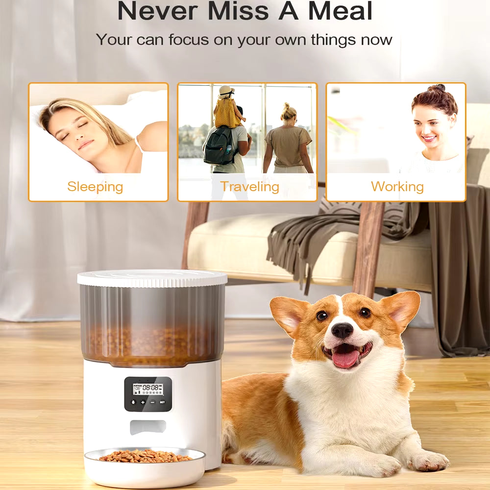 Smart 4L Pet Feeder & Water Dispenser - Automatic Dog & Cat Food and Drink Station with WiFi Connectivity